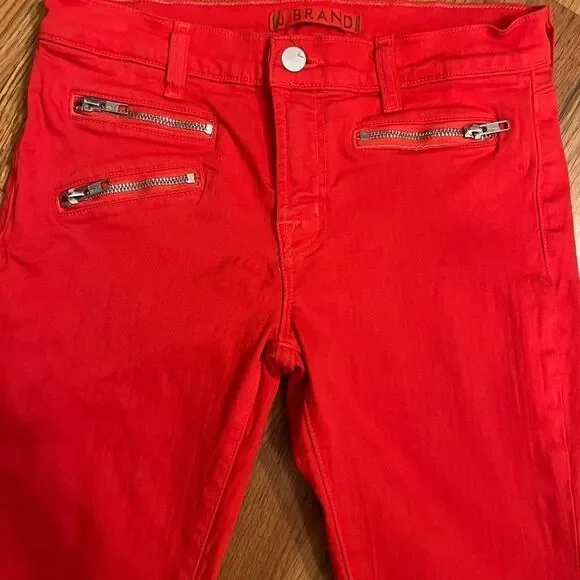 EEUC Women's J Brand Zoey Skinny Ankle Jeans Lipstick Red Size 27